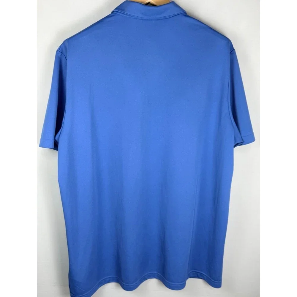 Adidas Polo Shirt Men’s 2XL Blue Stripe Logo Golf Active Performance Primegreen